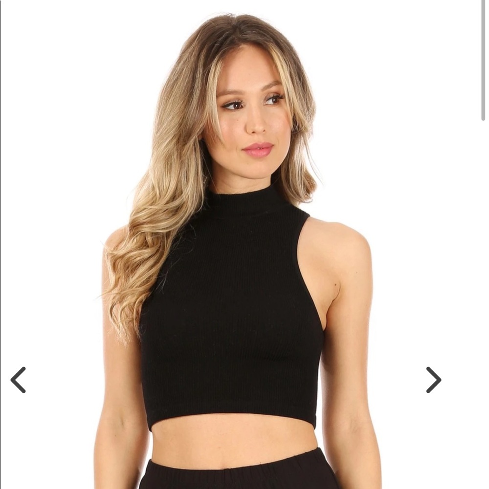 2 for $20 - Black mock turtle neck crop top